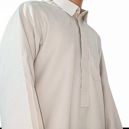 Razi Thobes Premium Designer Collar Thobe – Off White