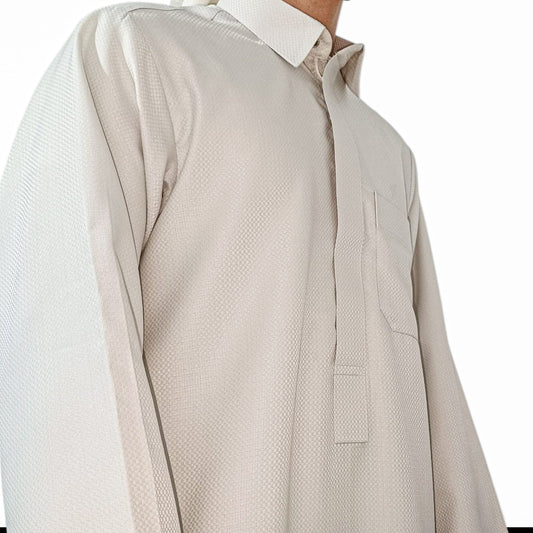 Razi Thobes Premium Designer Collar Thobe – Off White