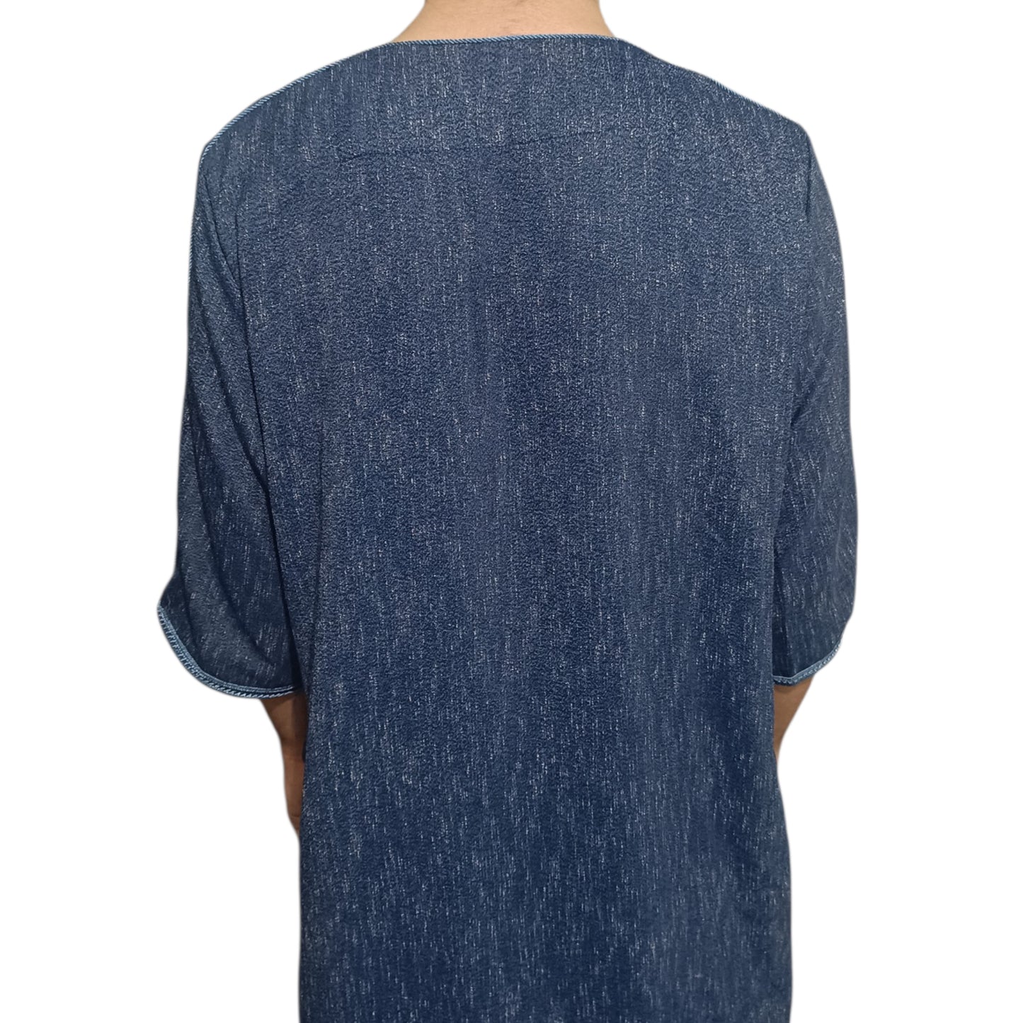 Razi Thobes Moroccan Embroidered Thobe – Dark Blue